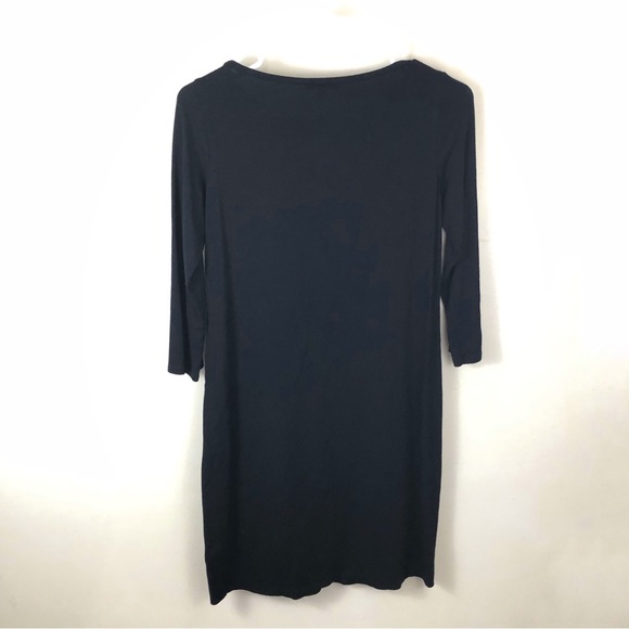 Eileen Fisher Little Black Dress Midi Length Size Small Petite - Picture 2 of 3